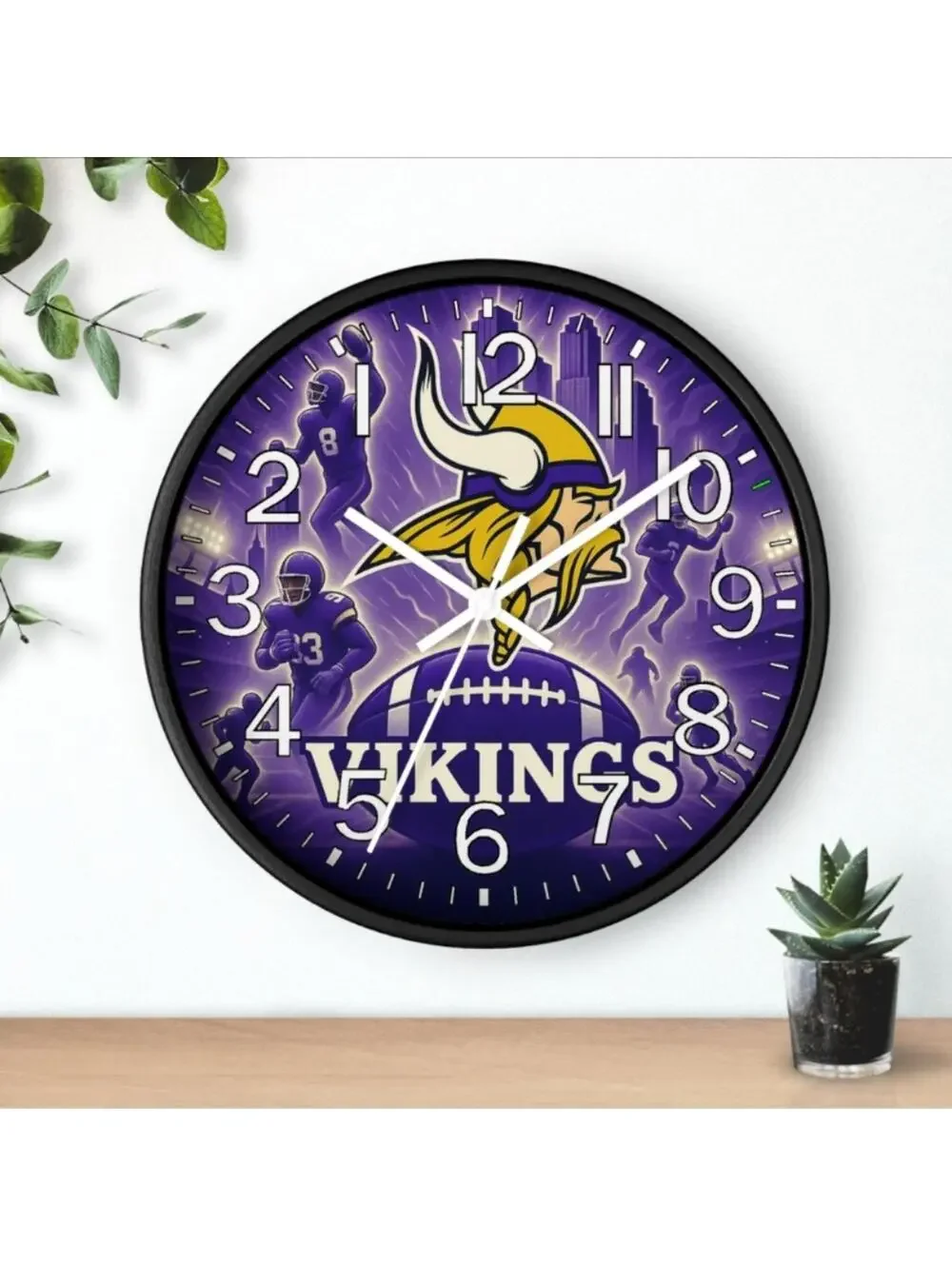 REVERSE TICKING CLOCK NEW MINNESOTA VIKINGS Glow In The Dark Wall Clock New!